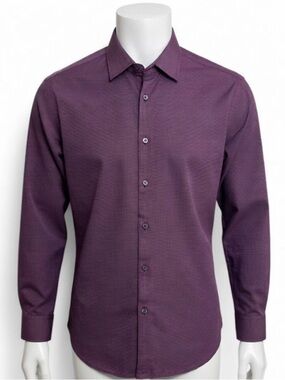 Tasso Elba Men's Casual Burgundy/Maroon Button Down Shirt